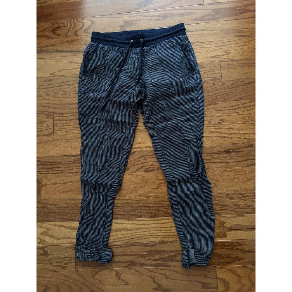 Athleta 100% Linen Blue Striped Joggers Size‎ 2